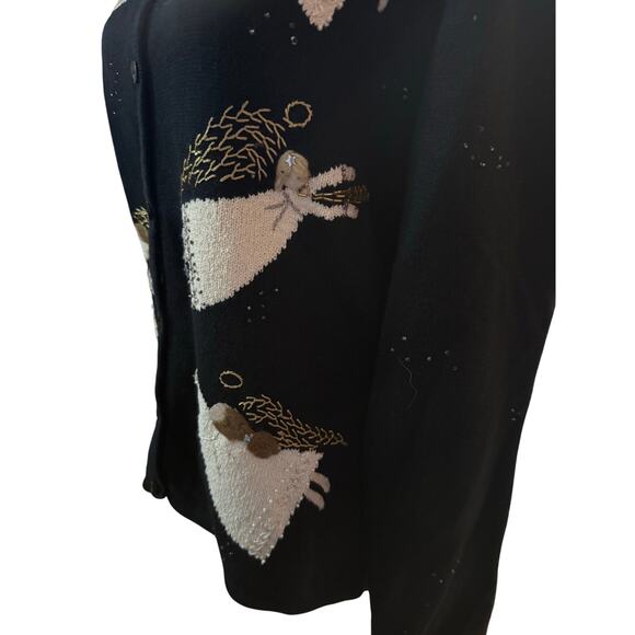 Carroll Reed Angel Cardigan, Embroidered Beaded Christmas Holiday, Size Large - Picture 3 of 8